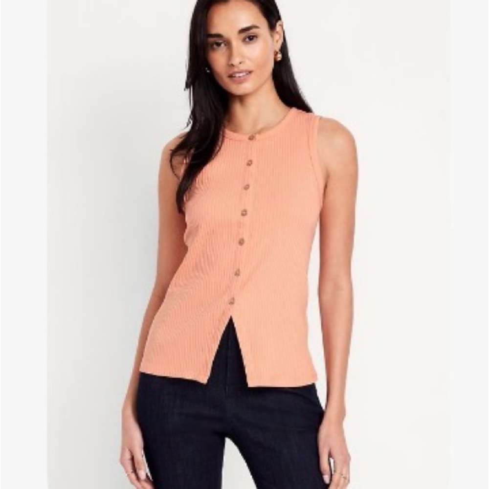 Old Navy Coral Button-Front Tank Top